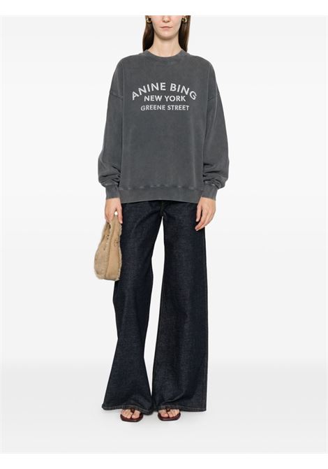 felpa nera miles new york donna nera ANINE BING | A-08-11728WBL1